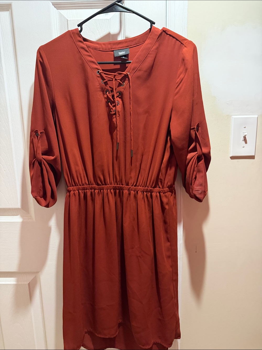 Mossimo Supply Co. Rust Lace-Up Midi Dress